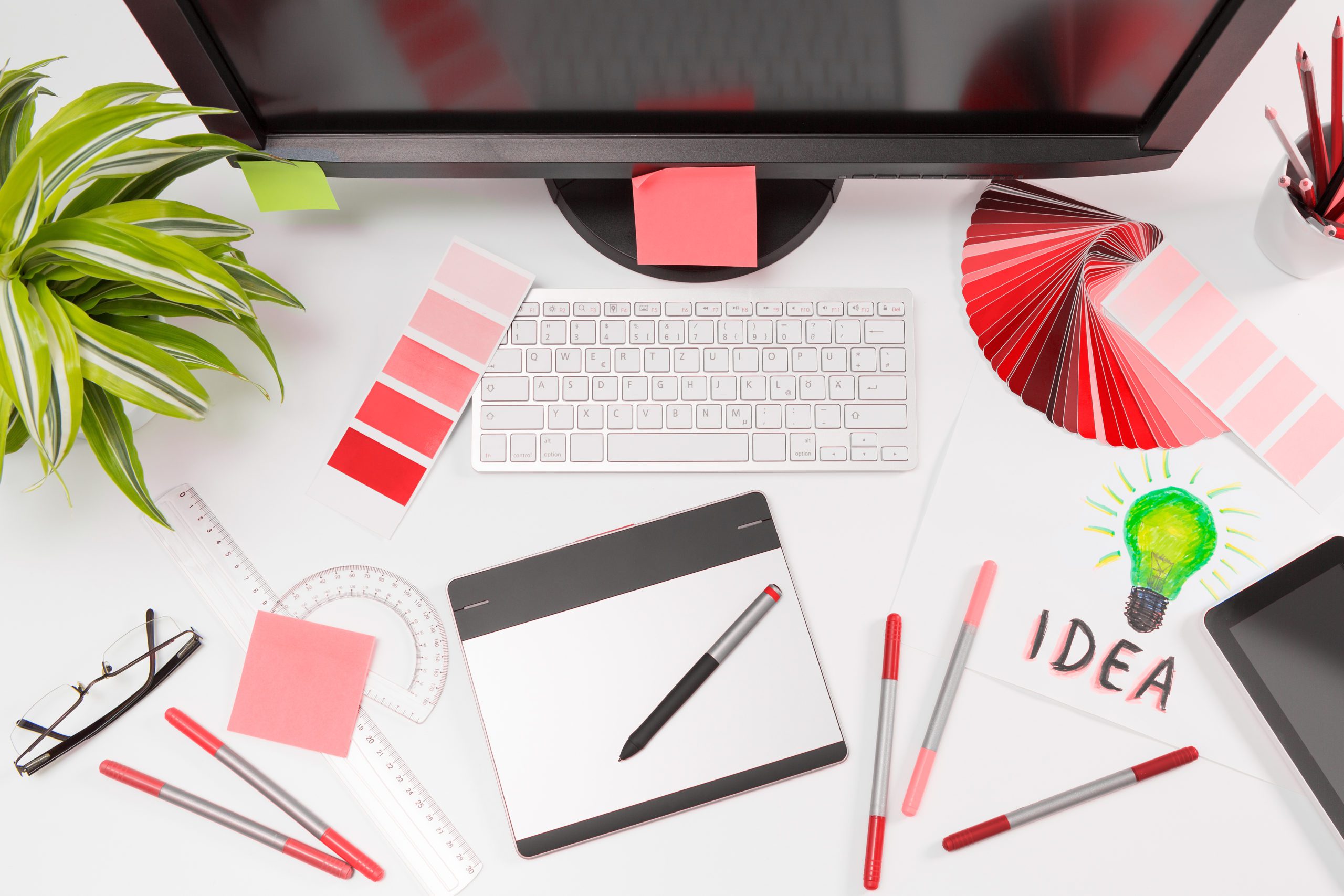 Graphic designer at work. Color samples. glasgow creative